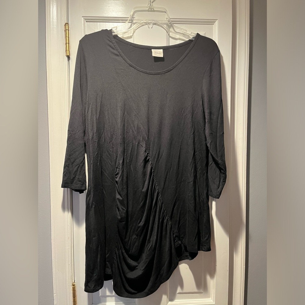 Women’s ET’ LOIS Black Tunic Top w/ Asymetrical Hem sz M